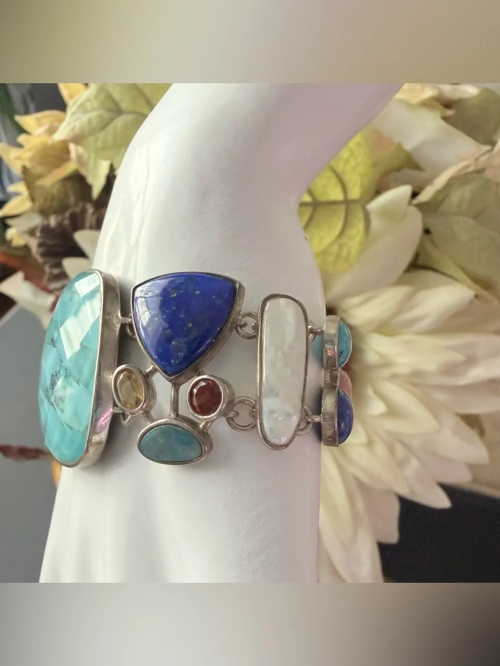 Whitney Kelly 925 Sterling Silver & Stones Toggle Bracelet
